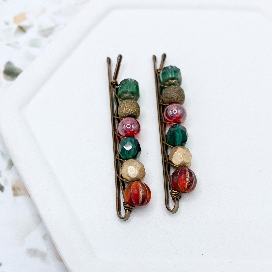 Beaded Bobby Pins Christmas Hair Clip Small Presents for Etsy