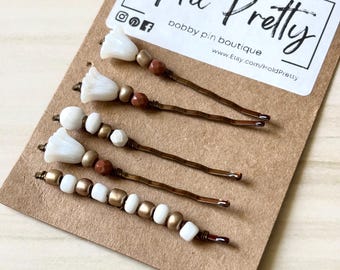 Small Barrettes for Women - Birthday gift for Her - Beaded Hair Accessories