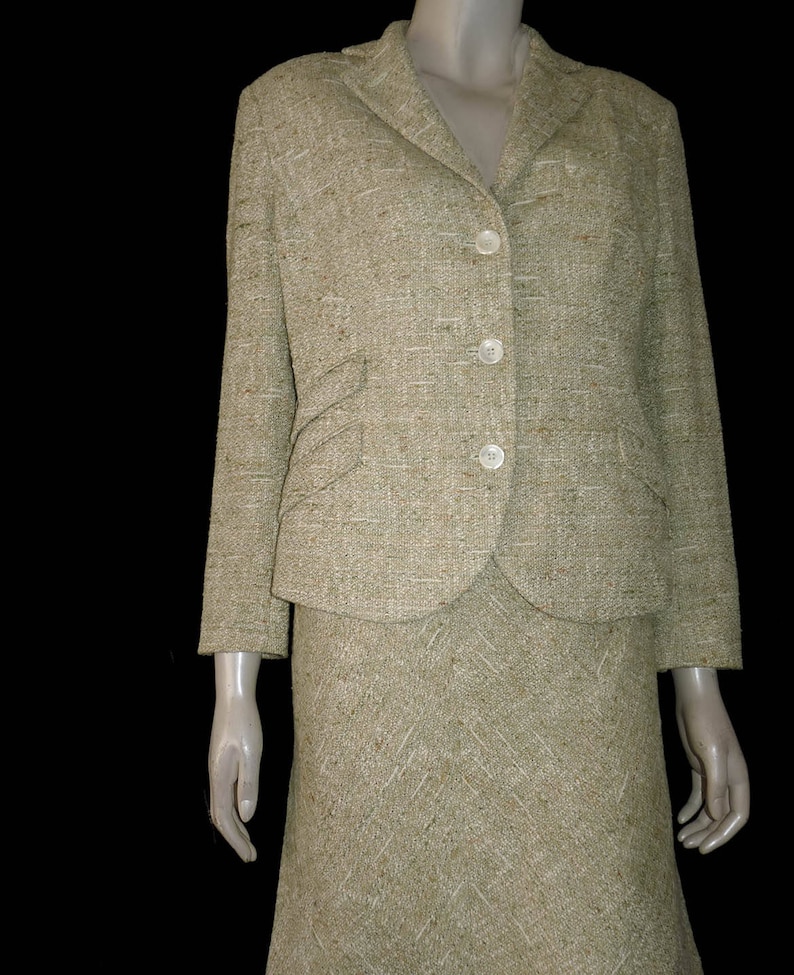 vintage 1970s 80 suit skirt Luciano Barbera Sz 8 Light nubby fabric Euro 44 US 8
