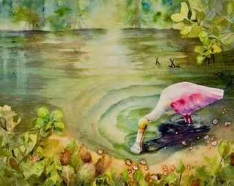 Roseate Spoonbill Bird Print