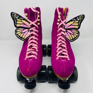Pink lemonade monarch butterfly skate wings, shoe wings