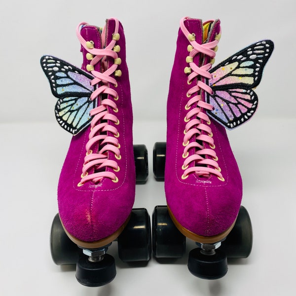 Confetti rainbow monarch skate wings, shoe wings, roller skate wings