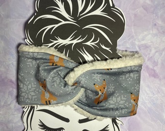 Stretchy Sherpa fox headwrap