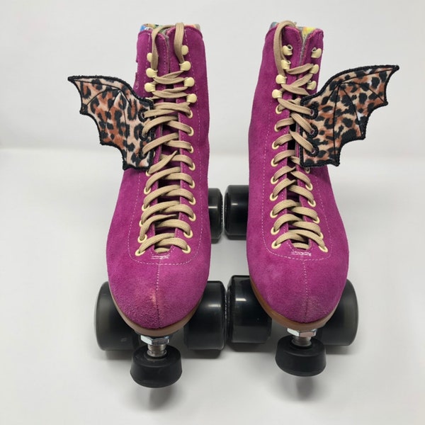 Animal print bat shoe wings, skate wings