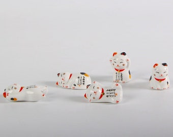 Cat brush rest set,Ceramic paint brush holder,Kawaii kitten paint brush holder,Cute animal chopstick stand,Artist gift