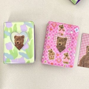 Cute Photo Album, Pink Cherry Bear Album, Tulip Flower Hollow Heart Album, 3 Inch Photocard Album