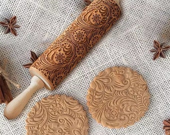 She Love Christmas Embossing Fondant Rolling Pin Baking Cookie Biscuit Cake Dough Engraved Roller Kitchen Tool 35CM