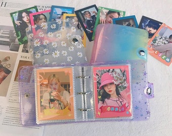 Kpop mini photocard binder, Holographic photo album,3 ring glitter photo album,Star photo holder,Photocard collect binder