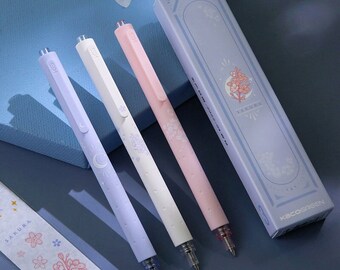 Cherry Blossom Pen,3PCS Pen Set,Black Gel Pen,Sakura Pen,Back to School,School Supplies,Kawaii Stationary,Pen Gift