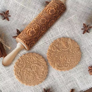 She Love Christmas Embossing Fondant Rolling Pin Baking Cookie Biscuit Cake Dough Engraved Roller Kitchen Tool 35CM