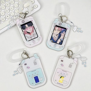 Cute Photocard Holder,Kawaii Mobile Phone Shape Card Holder,Kpop Idol Card Holder Keychain,Acrylic Photocard Holder