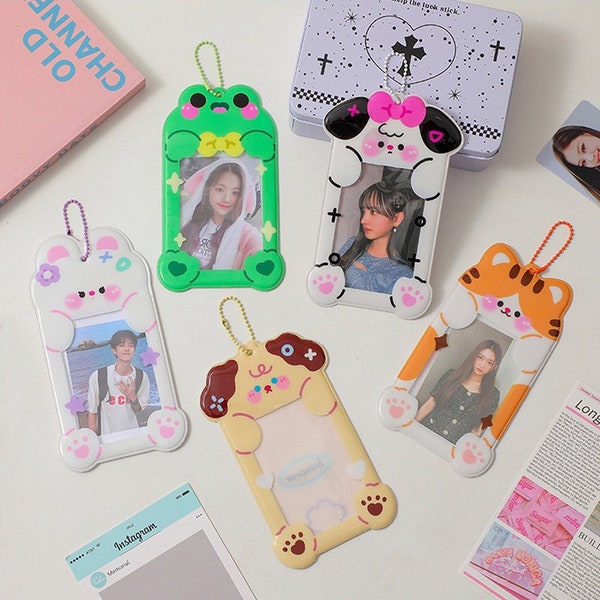 Puppy photocard holder,Kpop Idol card holder,Kawaii card holder keychain,Polaroid photo holder,Photo protective case