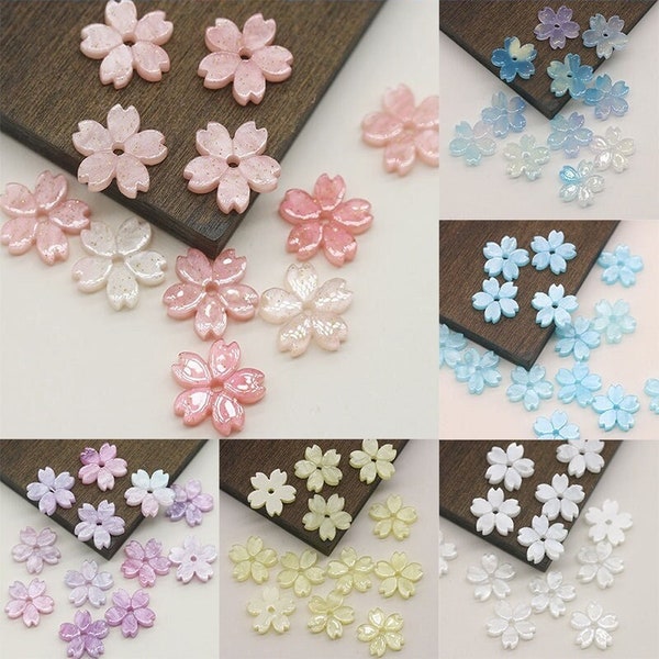 20PCS Sakura Flower Charm,12mm Cherry Blossom Flower Beads,Resin Flower Pendant,DIY Jewelry Accessories,Bracelet Necklace