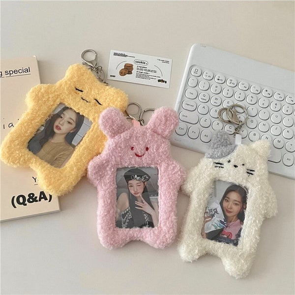 Plush photocard holder,Cute bunny photocard holder,Kpop idol card holder keychain,School/bus card holder