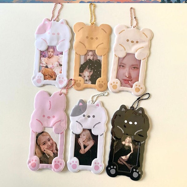 Bear photocard holder,Kpop photocard keychain,Kpop Idol photo sleeves,Bus/school card holder