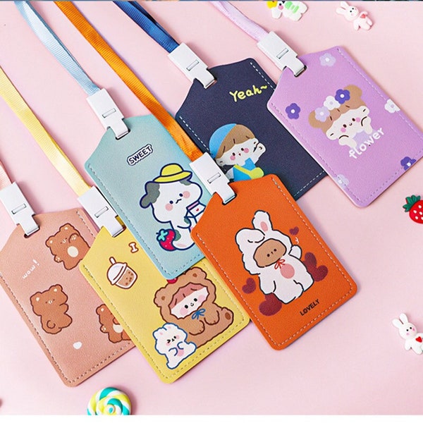 Photocard holder lanyard,kpop bunny photocard holder,PU card holder,Cute photocard holder,Holder keychain gift