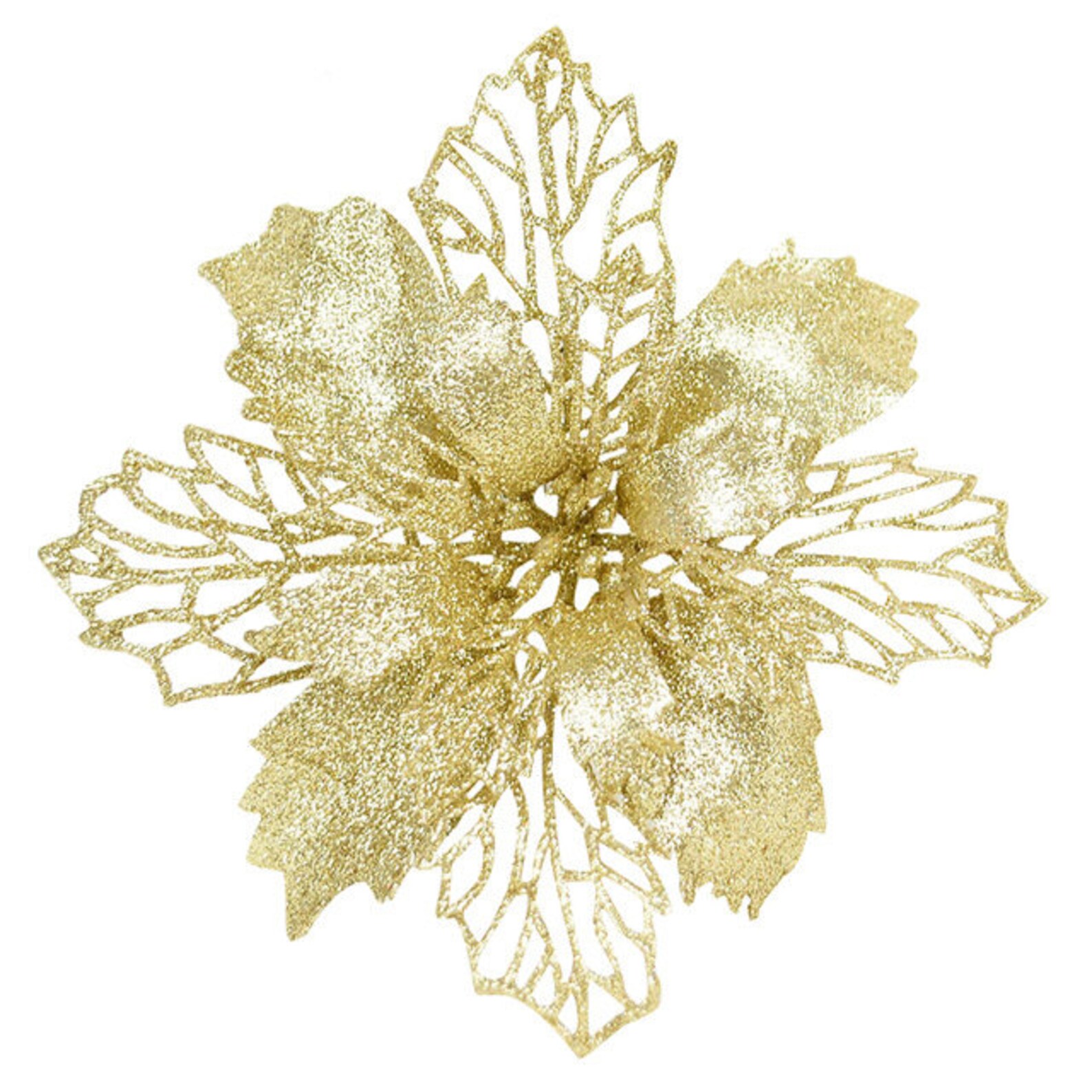 6pcs/12pcs Glitter Artificial Flowers Merry Christmas Etsy