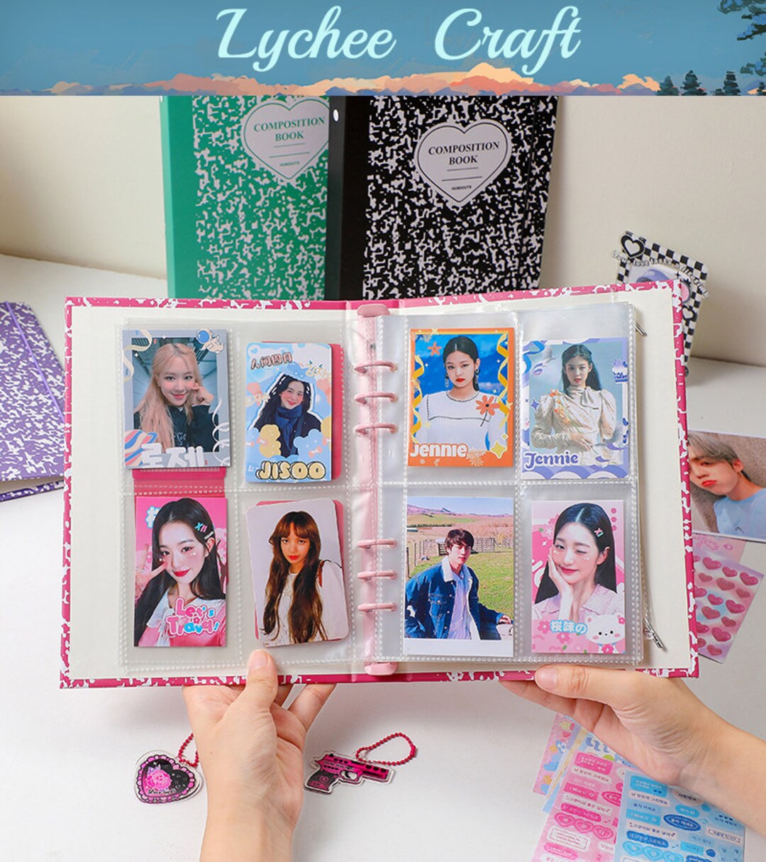 A5 Clear Stickers Binder Collect Book DIY Kpop Photo Ablum With10pcs  Sleeves Idol Photocards Organizer School Stationary