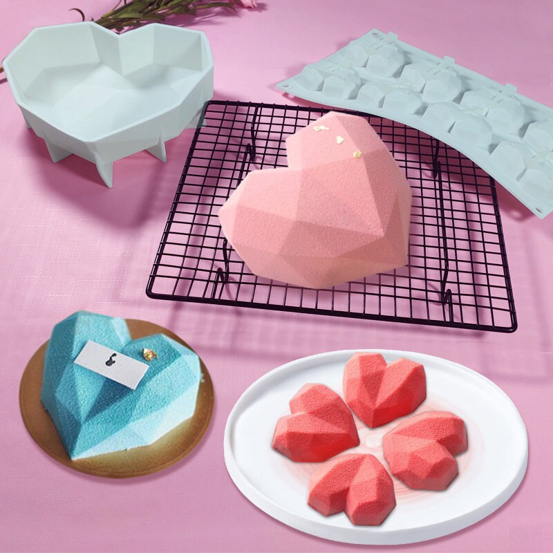 SILIKOLOVE Heart Silicone Molds for Baking Cake Pan Pink Candy