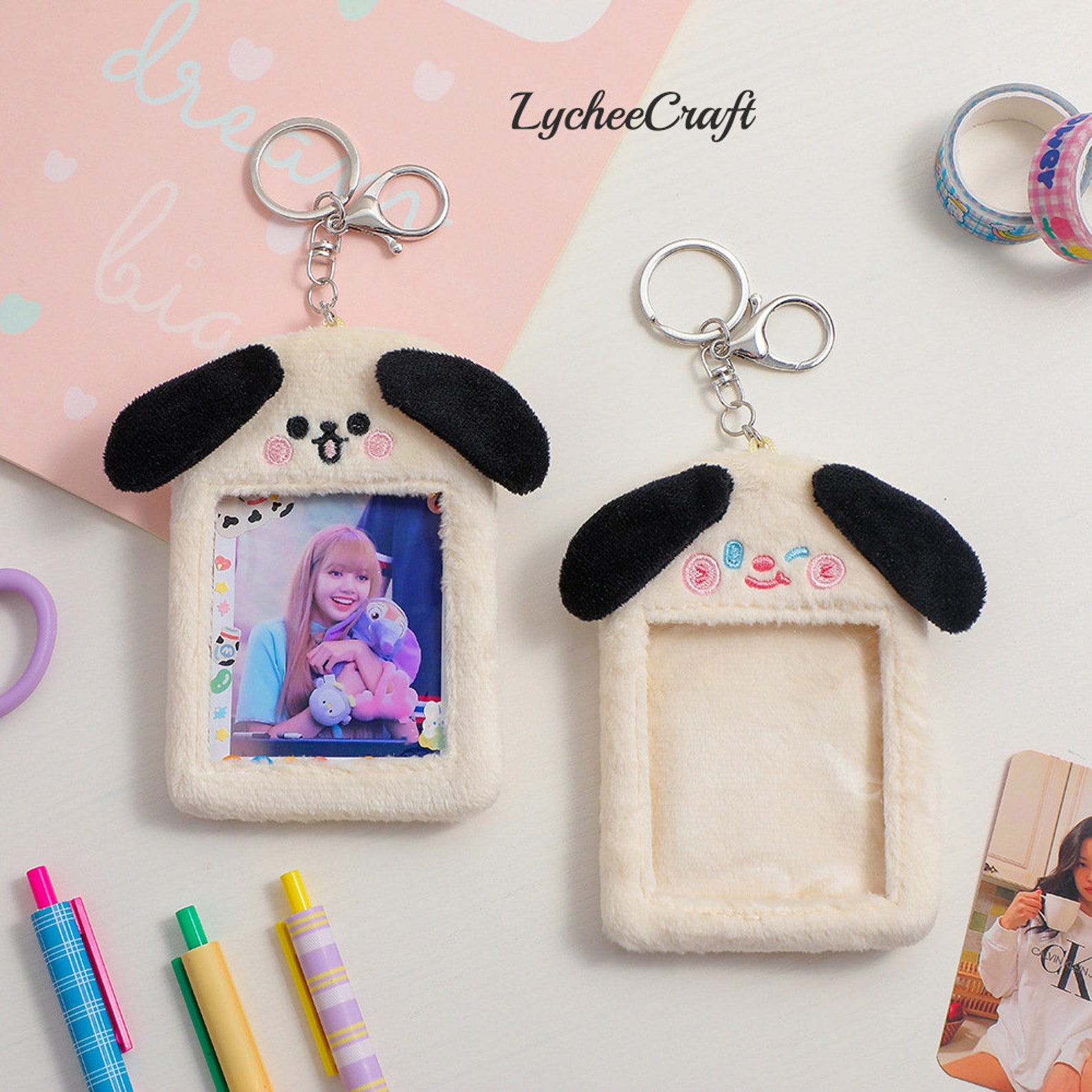 Plush Card Holder Kawaii Cat Dog Photo Card Holder Photocard Etsy