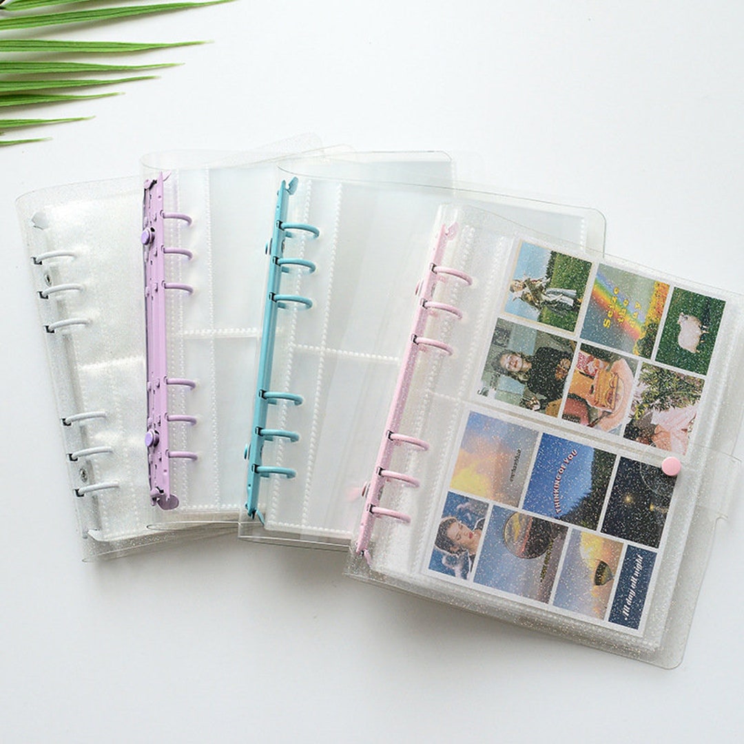  4 Pcs PVC Cover 1 inch Mini Photo Album Keychain with 16  Pockets Photo Card Holder for Memory Gift, Clear Glitter : Home & Kitchen