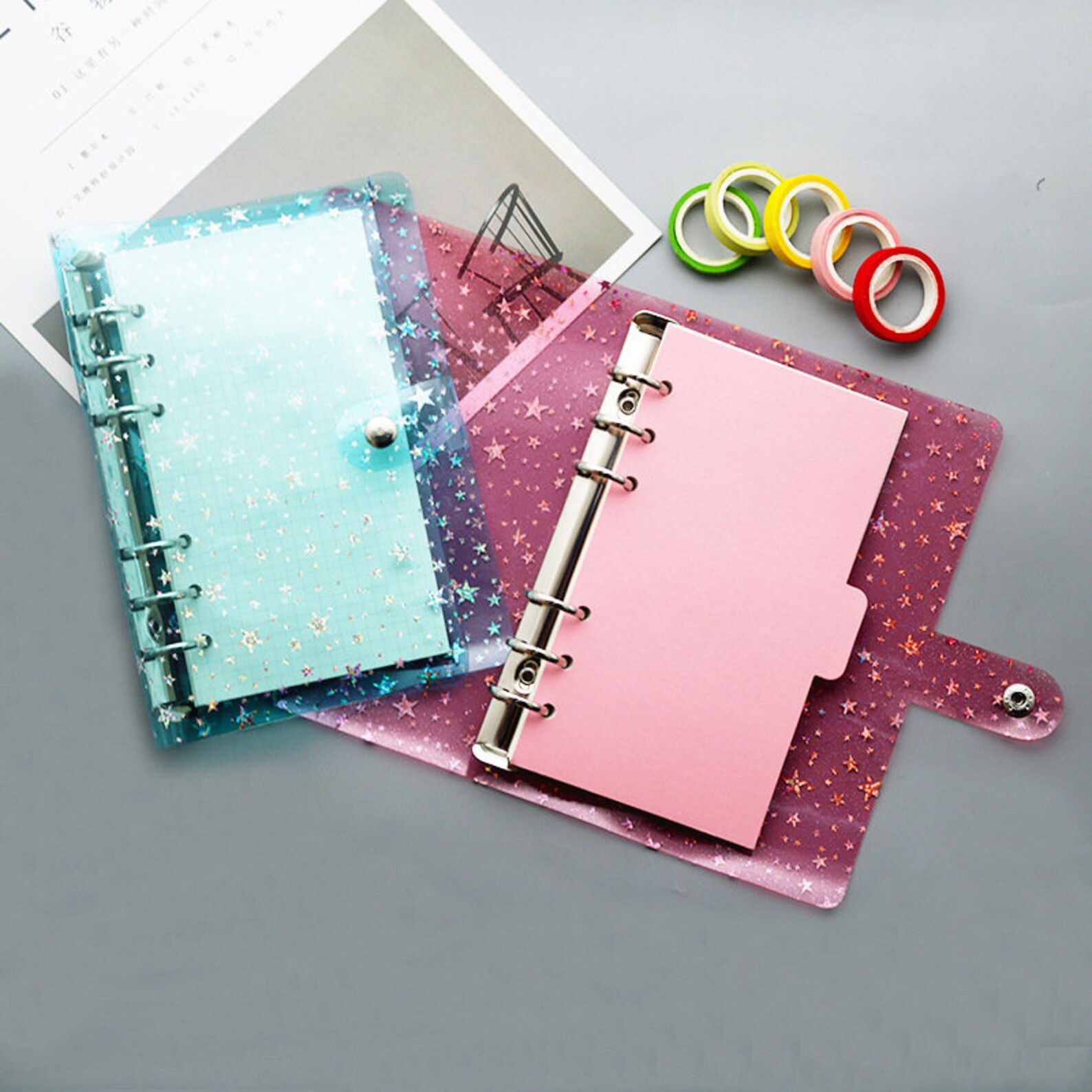 Glitter Binder Cover Stars Binder 6 Rings Loose Leaf Etsy