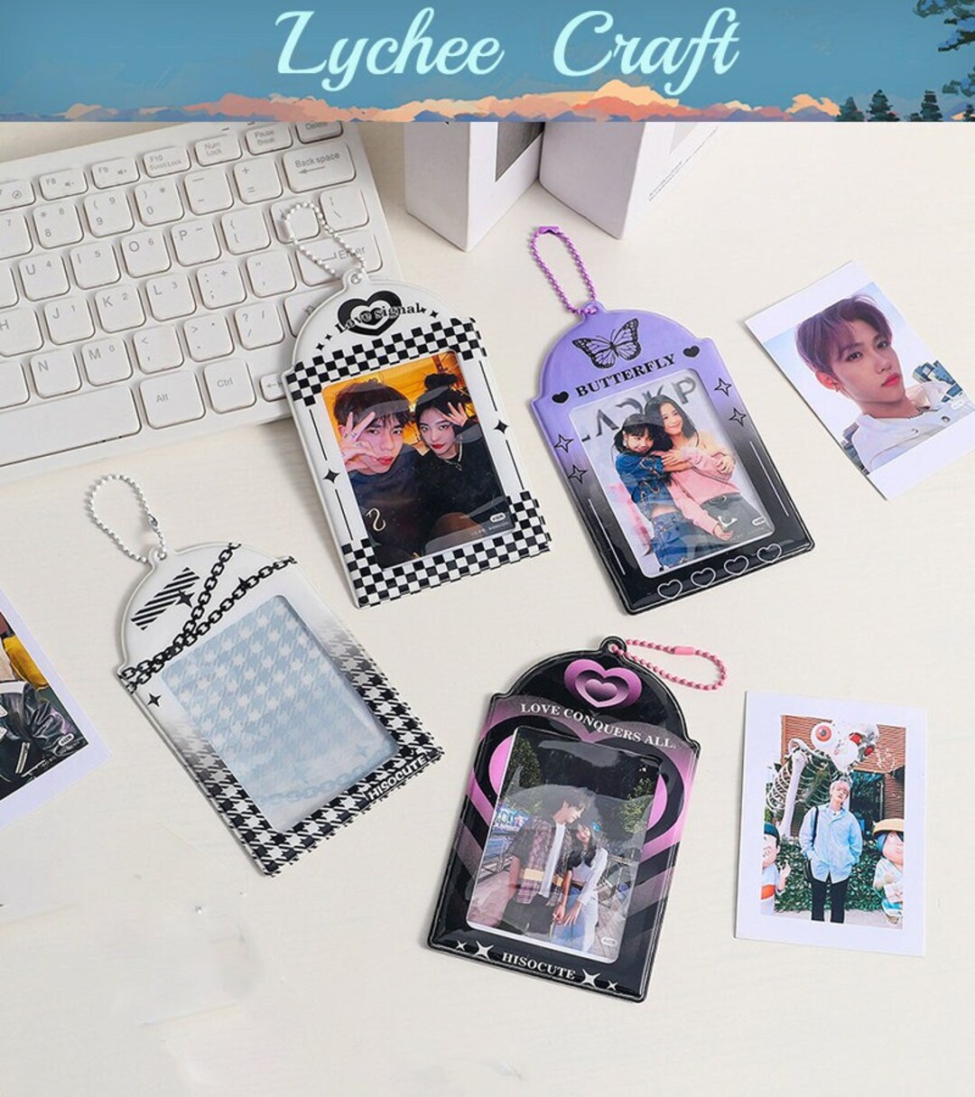 Purple Butterfly Kpop Card Holder,checkerboard Grid Card Collection