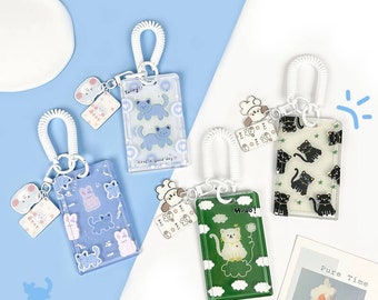 Acrylic Photocard Holder,Cute Cat Photocard Holder,Kpop Idol Photocard Holder,Bunny Photocard Holder Keychain,Black Cat