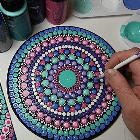 Black Round Painting Cardboard 8 Pieces Panels for Mandala Etsy
