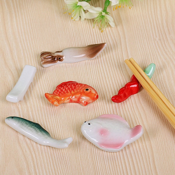 Fish Chopstick Rest, Ceramic Cute Spoon Rest Holders, Ocean Animal Paint Brush Holder