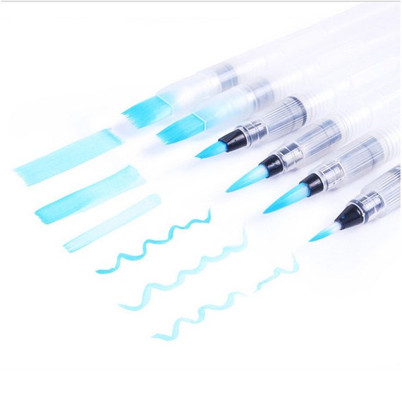 6pcs/set Refillable Paint Brush Water Brush Ink Pen Water Color Calligraphy  Drawing Painting Illustration Pen Marker Pen Art Supplies 
