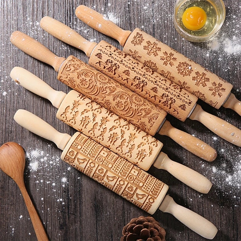 DIY Manual Christmas Embossing Rolling Pins Designe Patterns Etsy UK