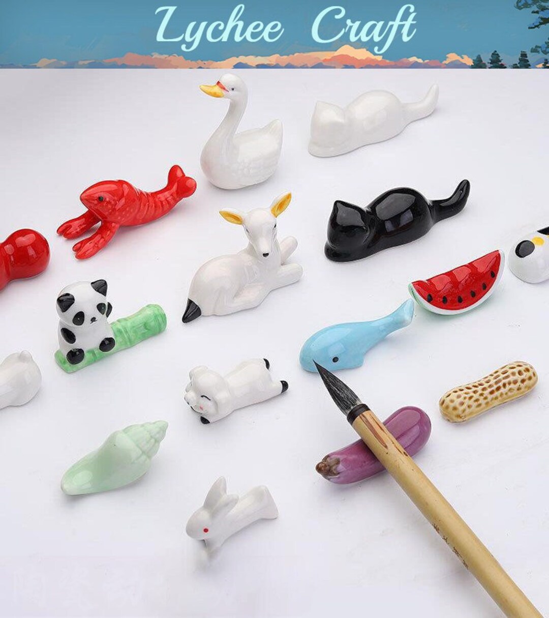 Ceramic Brush Holder,cat Paint Brush Holder,kawaii Animal Chopstick