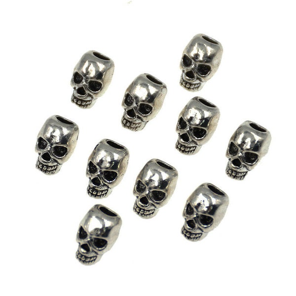 20pcs/50pcs Alloy Skull Dreadlock Braid Dread Beads Cuffs Ring Punk Rock 4mm Hole Hair Accessories Jewelry Decor