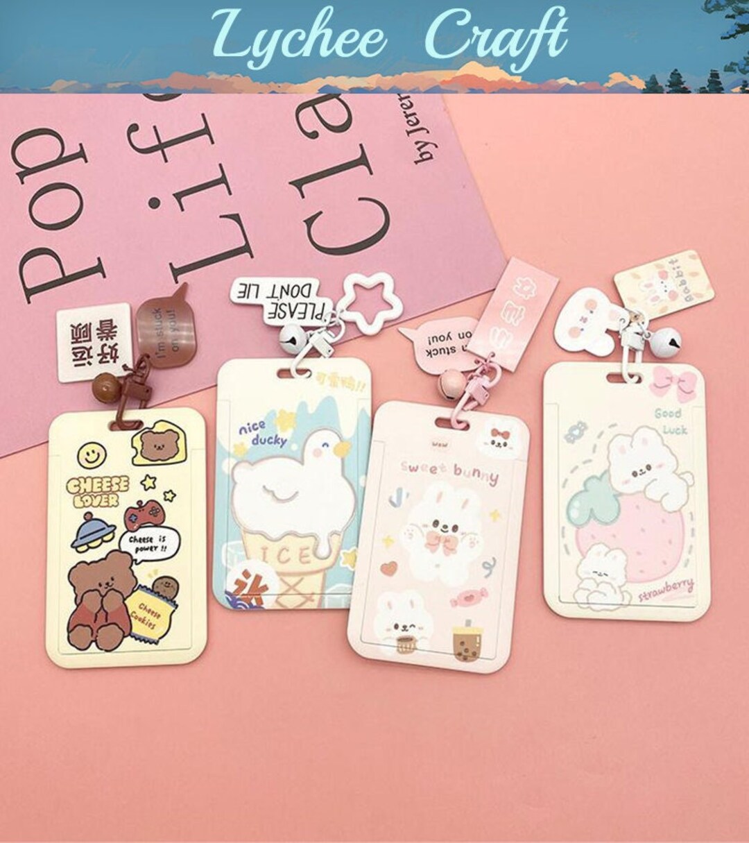 Photocard Holder Keychain,cute Bunny Photocard Holder,kpop Idol Card