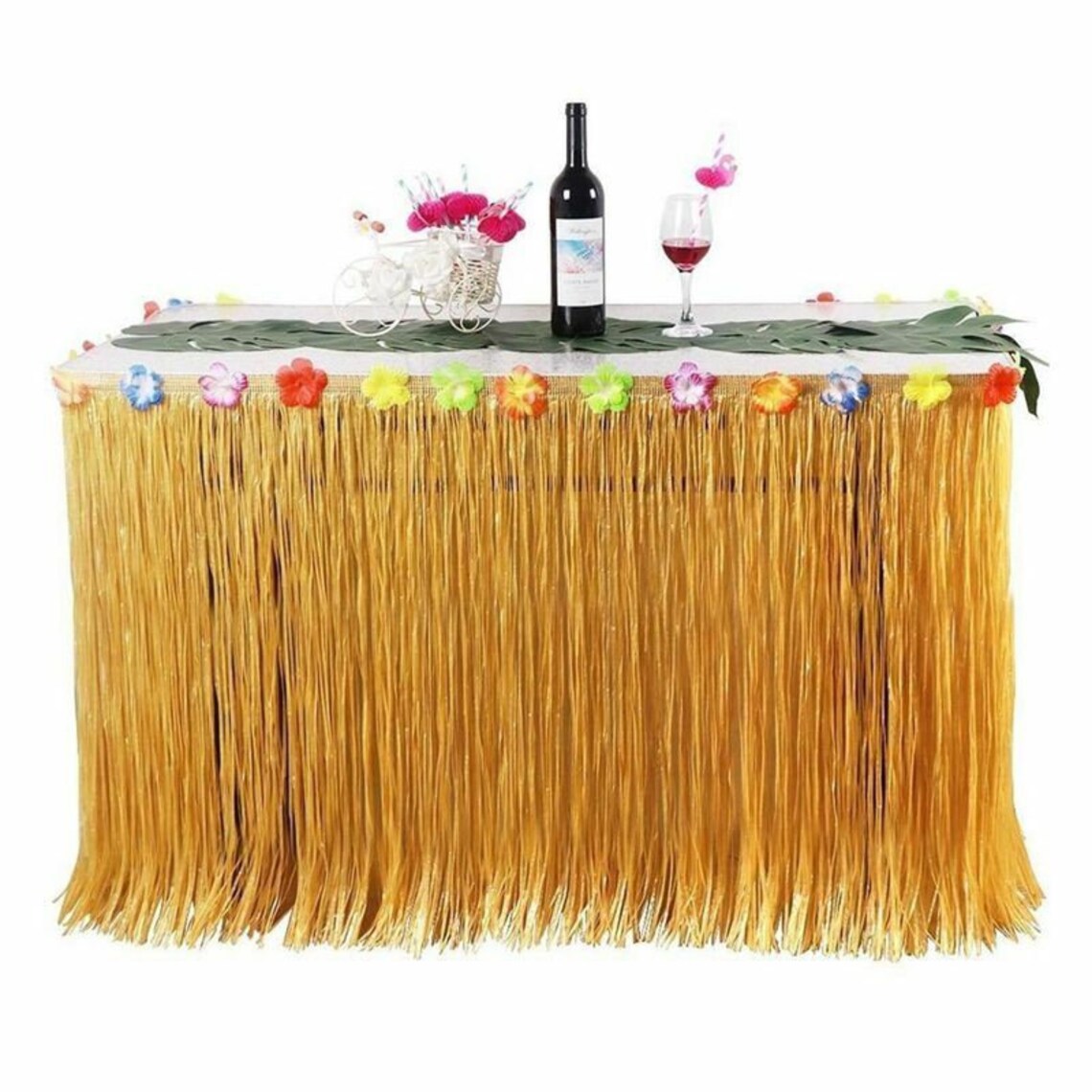 Hawaiian Table Skirt Tropical Haaiian Luau Table Edge Grass Etsy