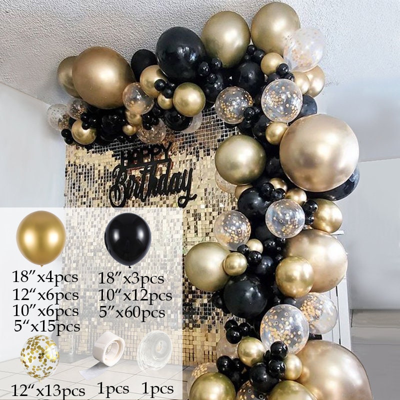147pcs Matte Black White Chrome Gold Balloon Garland Arch Kit DIY Wedding  Supplies Birthday Party Baby Shower Anniversary Decoration 