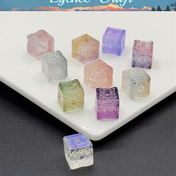 25PCS Glass Cube Beads,Small Cube Crystal Beads,11mm Cube Beads For DIY Jewelry Accessory,Bracelet Necklace Earring