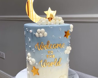 Lurrose Moon Star Cake Topper Acrylic Birthday Cake Insert con Luce Incandescente Dessert Dessert Decorazione della Torta di Nozze Adorno per San Lurrose Moon Star Cake Topper Acrylic Birthday Cake Insert con Luce Incandescente Dessert Dessert Decorazione della Torta di Nozze Adorno per San