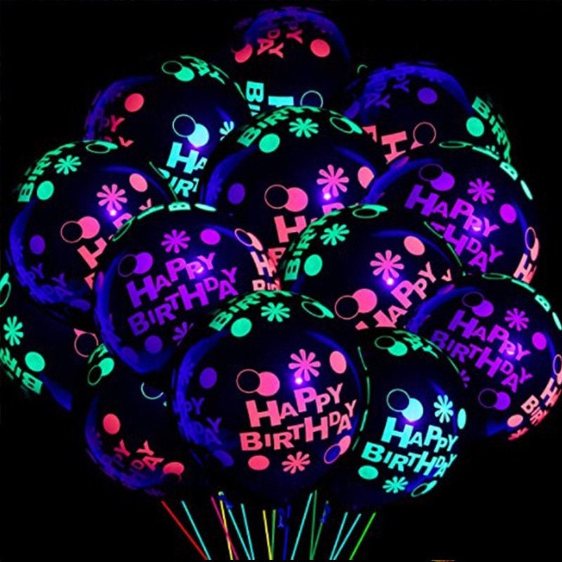 100 Pack 12inch Neon Glow Party Balloons UV Blacklight Reactive Latex Glow Balloons for Blacklight Party Birthday Wedding,Love Dot Pattern