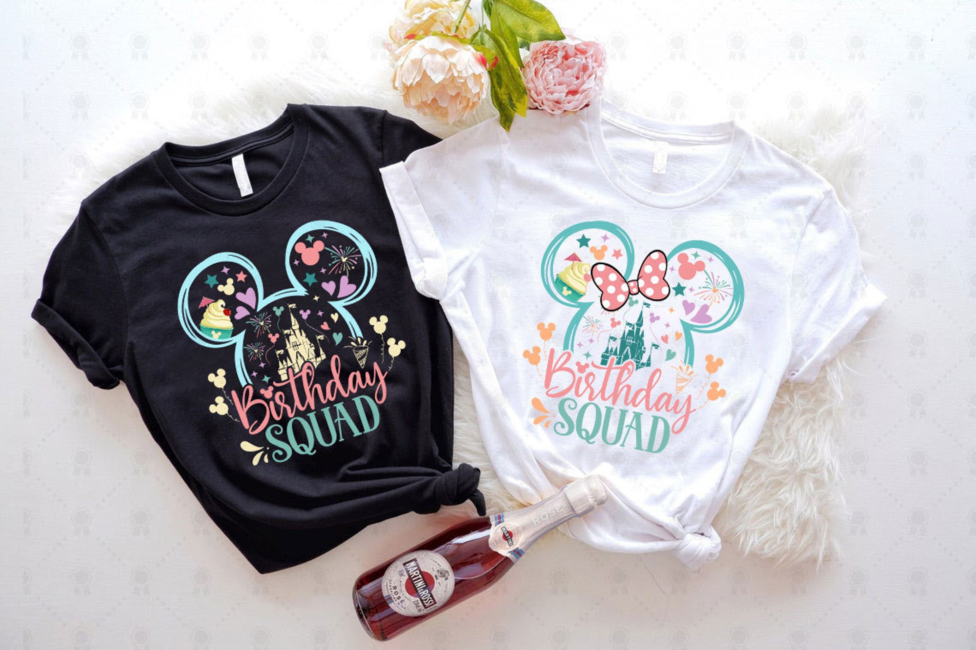 Discover Disney Birthday Girl Mickey Minnie Birthday Squad Matching T-Shirts