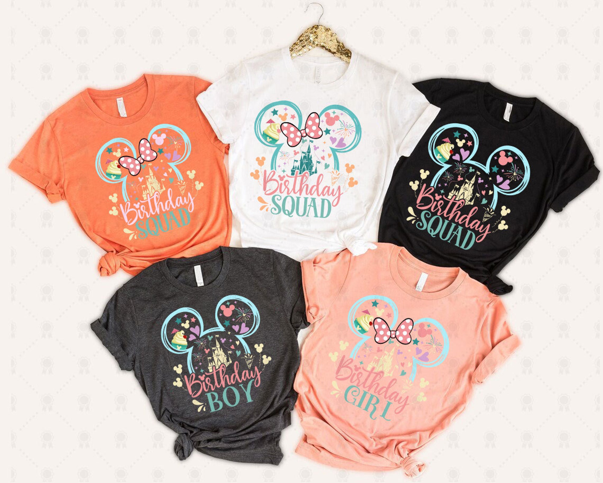 Discover Disney Birthday Girl Mickey Minnie Birthday Squad Matching T-Shirts