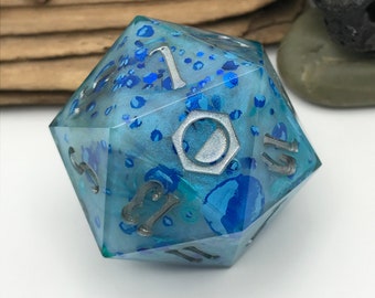 Poppin' Off - Dadi a spigolo vivo da 45 mm Chonk D20 dipinti a mano