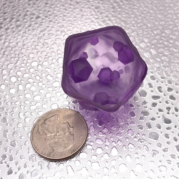 Crystal Geode Dice Inserts - 45mm- Inclusions For 45mm D20 Dice or Jewelry - Violet (Clear)