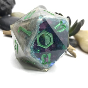 Blue Lagoon - 45mm Chonk Geode D20 Sharp Edged Dice