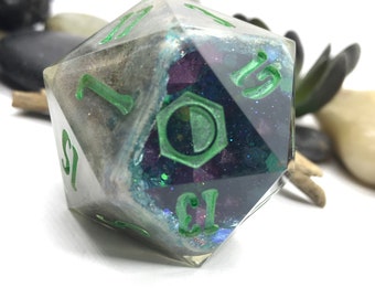 Laguna Blu - Dadi con bordi affilati D20 Chonk Geode da 45 mm