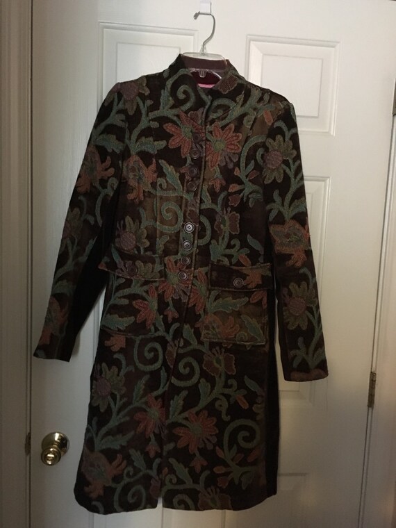 Tapestry Coat with Velvet sides