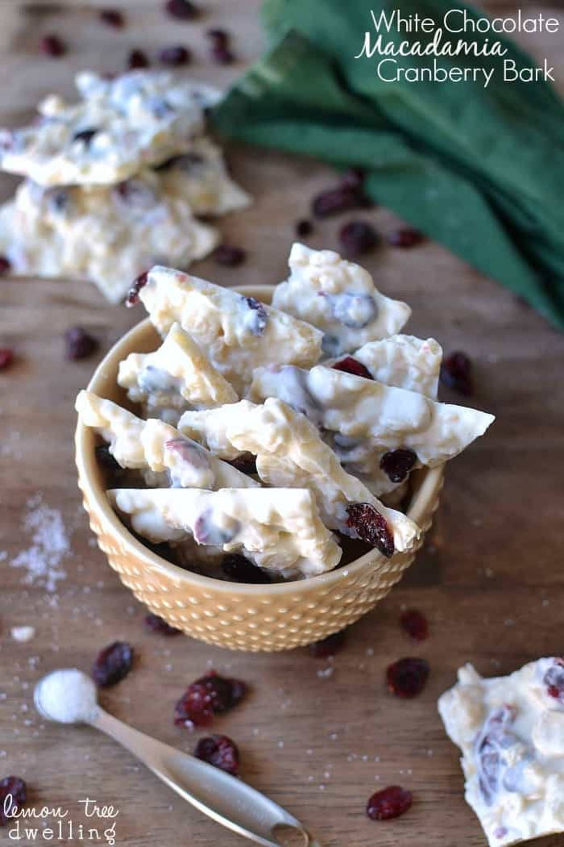 White Chocolate Macadamia Nut Bark With Cranberries