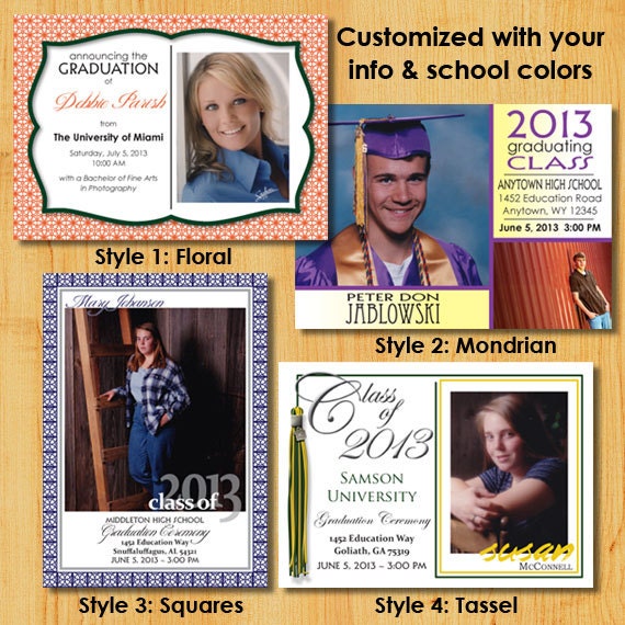 Personalized Graduation Invitations Customized With School Etsy
