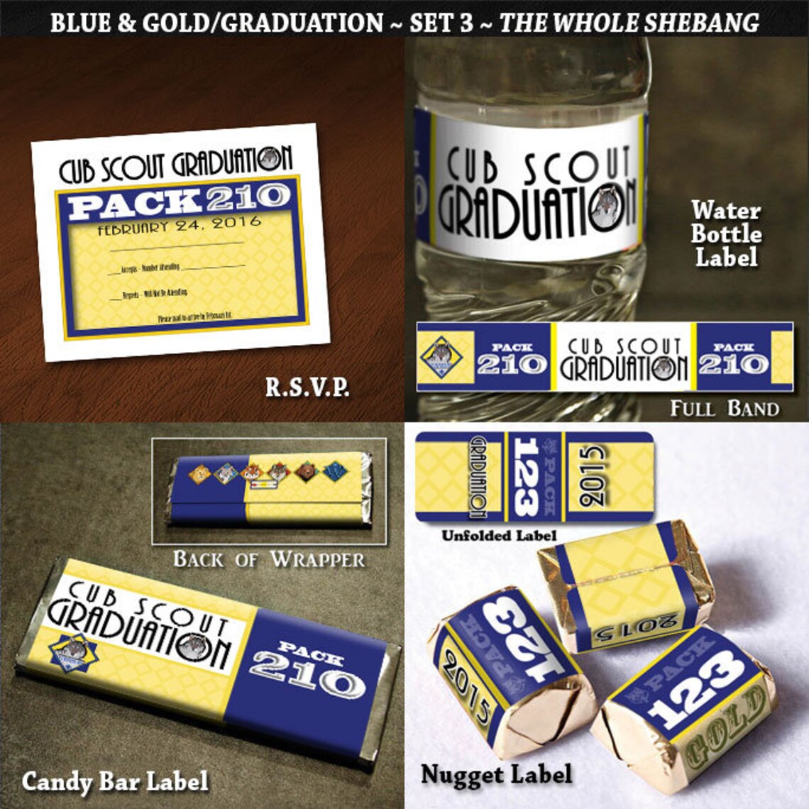 Custom Cub Scout Blue & Gold / Graduation Set 3: the Whole - Etsy